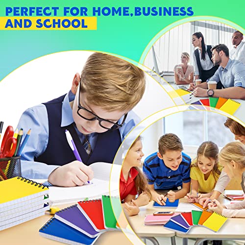 30 Pack Spiral Memo Pads 3 X 5 Inch Spiral Journal Lined Wirebound College Ruled Spiral Notebook Solid Colors, 75 Sheets/Pad, Notebook For School Office Travel Business Supplies (Bright Color) #TOP4