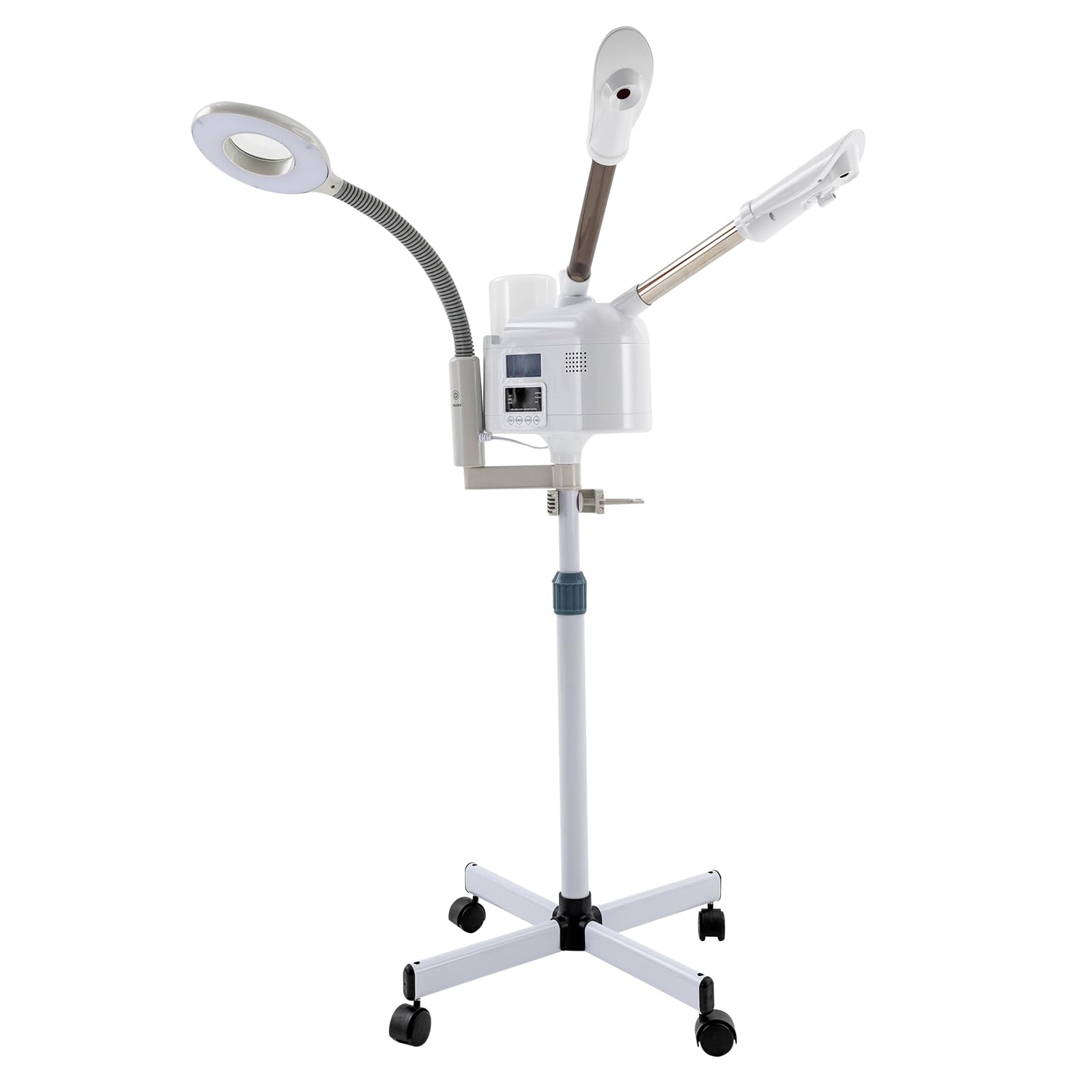 Professional Facial Steamer with Hot and Cold Mist Function, with 360 Rotating Nozzle and 5X LED Light, Adjustable Height for Facial Deep Cleaning for Beauty Salon Home