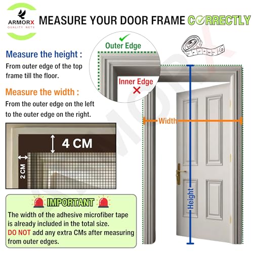 Image of ARMORX High Tensile Polyester Magnetic Door Mosquito Net, Self Closing Magnets with Buckle Strap, Protection from Insects, Pets & Kids Friendly | Classic Grey -210cm x 85cm