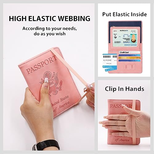 Image of Melsbrinna Rfid Passport Holder for Travel women /Men, Cute Passport Wallet Rfid Blocking Card Slots, Rfid Passport Cover /CaseTravel Wallet, Passport Book Holder (1, Pink3)