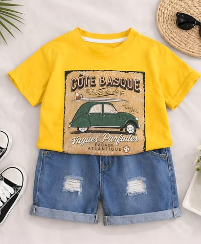 Image of Googo Gaaga Boys Printed Clothing Set | Tshirt Combo Set - Includes a stylish T-shirt and matching shorts for a complete everyday outfit.