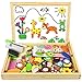 COOLJOY Puzzles en Bois Magnétique, 100+ Pièces Motif Animal Jigsaw avec Tableau Noir de Chevalet à Double Face Jouets Educatif pour Bambin Enfants Fille 3+ Ans