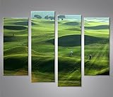 islandburner Bild Bilder auf Leinwand Golfplatz 4er XXL Poster Leinwandbild Wandbild Dekoartikel Wohnzimmer Marke