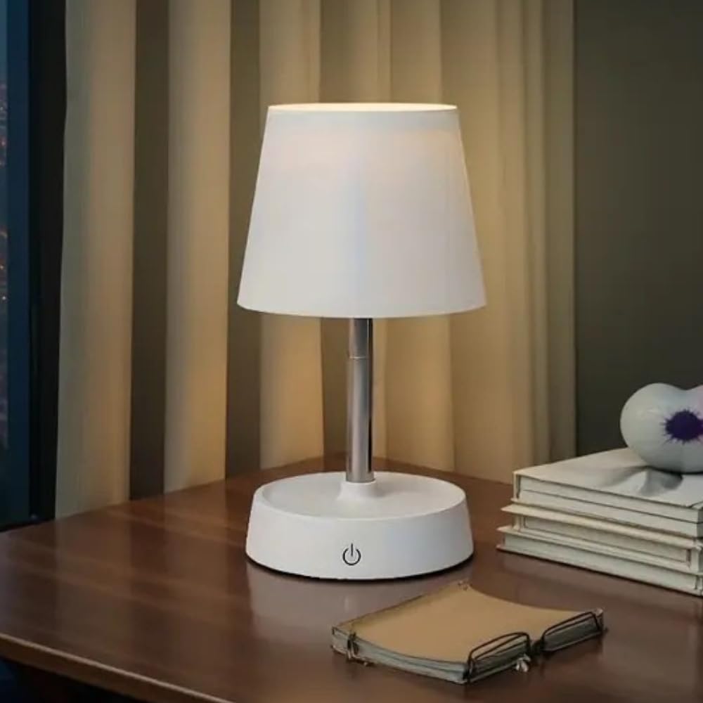 Abajur Quarto de Mesa Sem Fio LED Recarregável Minimalista - Touch 3 Níveis de Luz/Ajuste