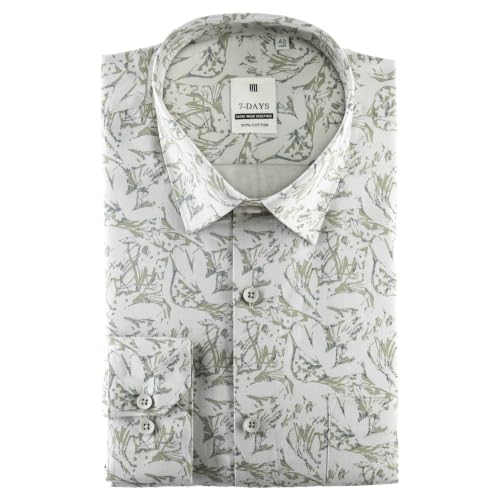 Image of 7-DAYS Men's Premium Formal Printed Shirt - 100% Cotton, Regular Fit, Full Sleeves, with Pocket - Stylish for Special Occasions.