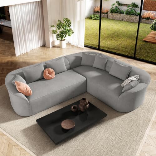 Image of Vesgantti 110 inch Modern Curved Boneless Sectional Sofa Cloud Couch, Dark Grey