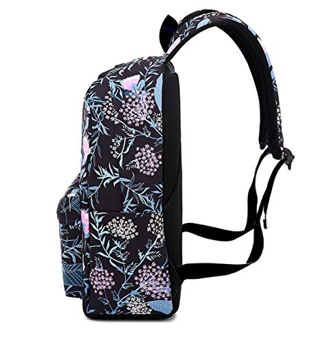 Joymoze-Fashion-Leisure-Backpack-for-Girls-Teenage-School-Backpack-Women-Print-Backpack-Purse-Black-Flower
