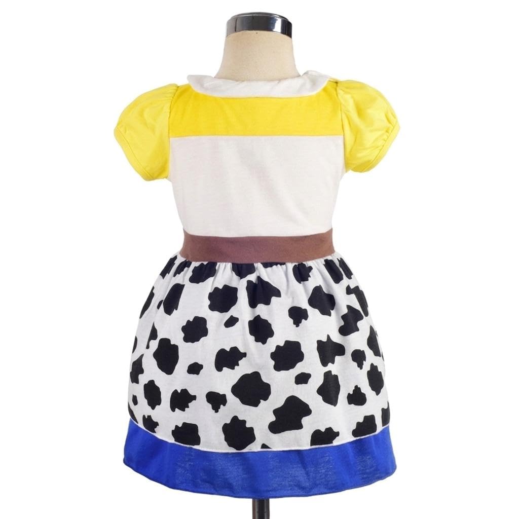 Lito Angels Vestido de Vaquera para Niñas | Manga abullonada, Falda de 2 capas, Estampado vaquero, Disfraz de Halloween, Carnaval, Fiesta de cumpleaños