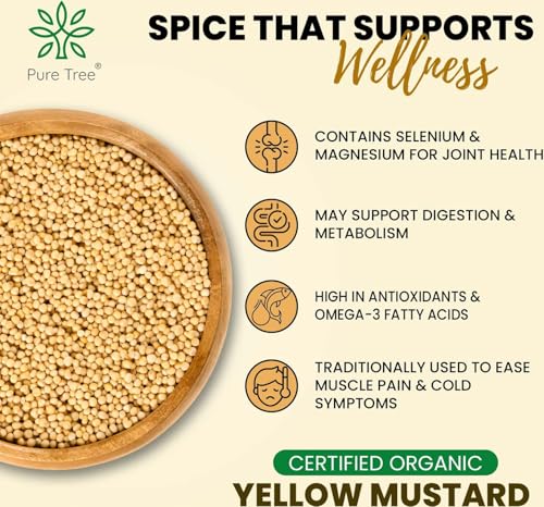 Image of Pure Tree Certified Organic Yellow Mustard Seeds | 850 g | Rai Seeds Pili Sarson dana | Aromatic Kadugu Avalu | Sarso Seeds