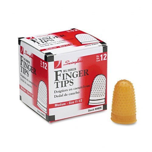 Swingline 54035 Rubber Finger Tips, Size 11 1/2, Medium, 12/Box, Pack Of 2