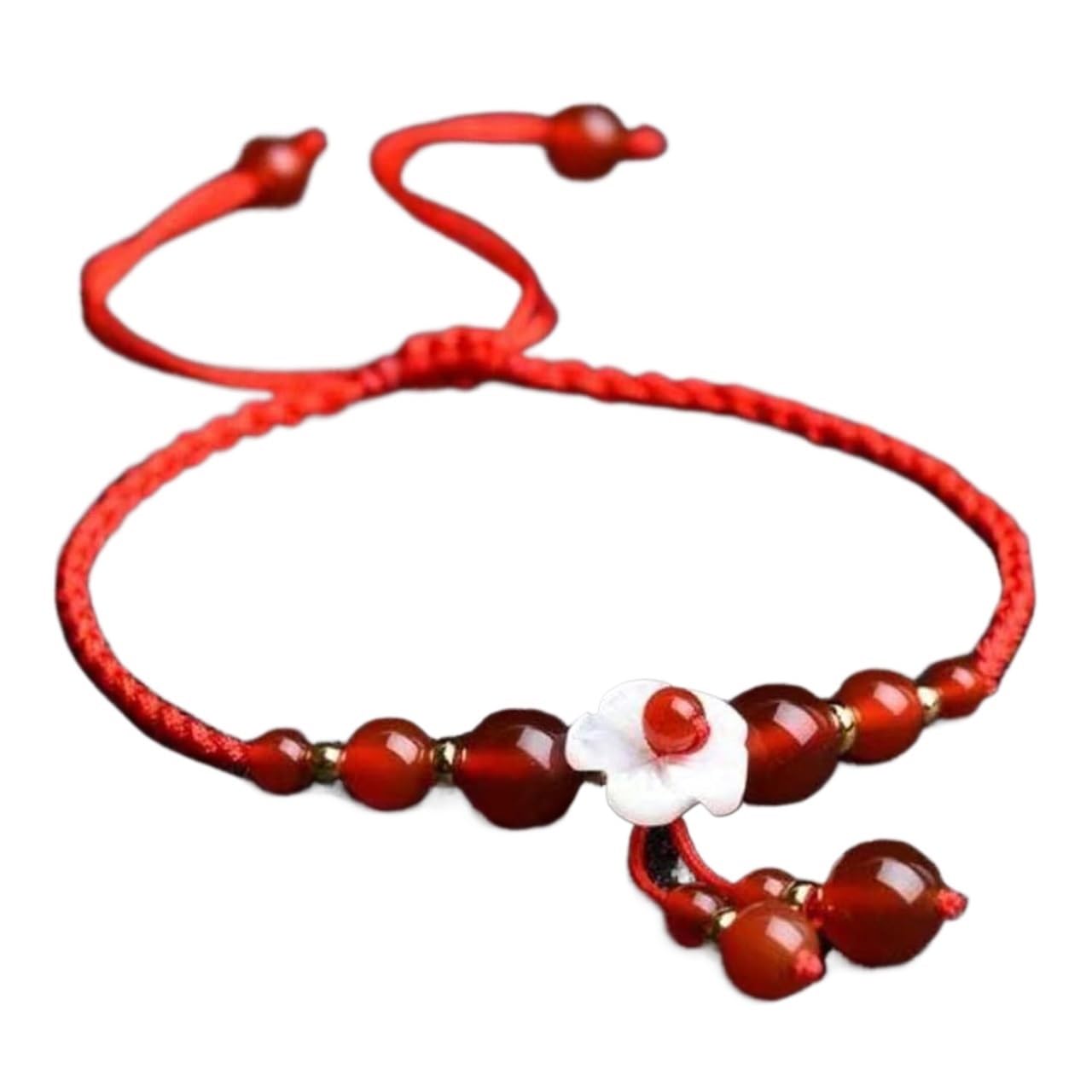 Bracelet de pierres précieuses ajustable contre le stress en agate rouge - 8