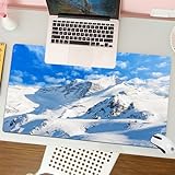 QRFASFZO Großer Mauspad - 80x30cm Gaming-Mauspad mit genähten Kanten, Nicht rutschender Unterlage,See, Berglandschaft Skipiste Wintersport Telfer und Snowboard Bild,Schreibtischmatte und Maus