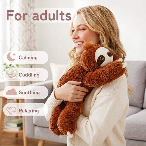 Image of Niuniu Daddy Sloth Weighted Stuffed Animals, 20 Inch 3.3 lbs Weighted Plushies, Heavy Calming Body Pillow for Sleeping, Sensory Lying Lap Pad Toy Huggable Gift for Kids and Adults