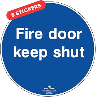 SAFETYKING® 8 x Fire Door Keep Shut Stickers 78mm Diameter | Fire Door Keep Shut Sign | Fire Door Stickers | Fore Door Signs | Fire Door Keep Shut