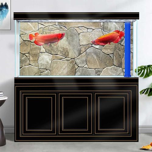 Image of 36X18IN Marble Aquarium Background, Art Marble Aquarium Background, Natural Marble Glass Terrarium Background with 8 EVA Double-Sided Tape