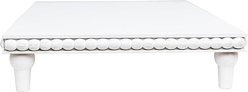 Miniatura 9 de GENMOUS Farmhouse - Soporte de pedestal blanco para decoración de baño, bandeja rústica grande escalonada, soporte de pedestal para exhibición de