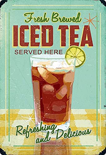Vintage Iced Tea Sign Hot Cocoa Sweet Tea Time Vintage Metal Tin Signs