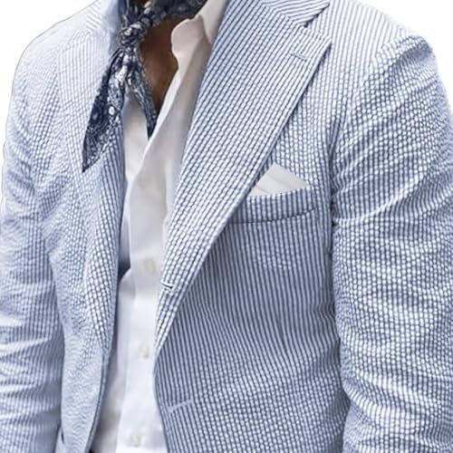Men Seersucker Sports Jacket Suits Coat Classic Summer Blazer Seersucker Suit for Men Beach Wedding Tuxedo Blazers2