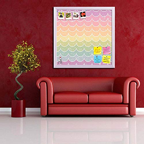 Image of ArtzFolio Wavey | Bulletin Board Notice Pin Board | Vision Soft Board Combo with Thumb Push Pins & Sticky Notes | White Frame | 20 x 20 inch (51 x 51 cms)