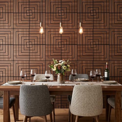 Image of WoveN SounD Acoustic Wall Panels, Teak, 16 Pack, 12x12 in | Self-Adhesive, NRC 0.95, Carved Pattern, Sound Proof, Echo Reduction, Sound Dampening, Home Studio, Office, Gaming Room