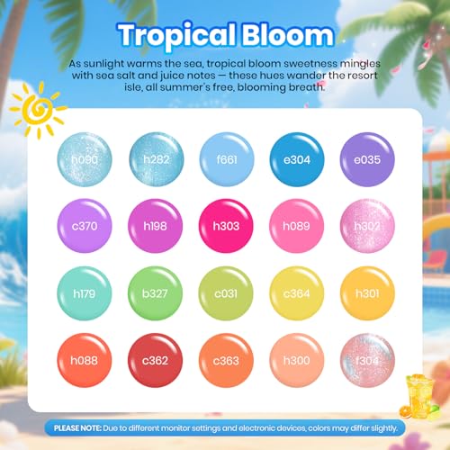 Image of Beetles Gel Nail Polish Set - 7.5ML 20 Color Orange Purple Yellow Blue Gel Polish Kit with Base Coat Glossy & Matte Top Coat, Bright Color Pearl Gel Soak Off UV Led Nails Gift for Women