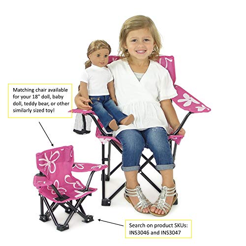 Kids Toddler Sturdy Indoor/Outdoor Beach Quad Camping Tailgate Chair | Girls Folding Travel Lawn Chair With Child Safety Lock, Cup Holder And Carry Case #TOP6