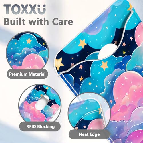 Image of Cute Cloud Magnetic Wallet for Magsafe Compatible with iPhone 17 /16 /15 /14 /13 /12 Series Pro Max Plus (Kawaii Pattern Phone Magnet Card Holder for Women Girl) (Fit 3 Cards Lether Mag Safe Wallets)