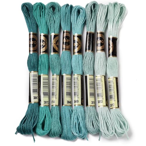 Image of Green Blue Gradient Embroidery Floss Thread for Sewing Bracelet