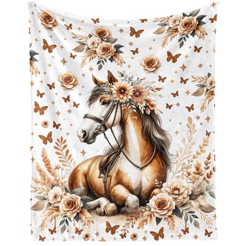 Homieblanket Horse Blanket for Boys Girls, Cool Horse Themed Design Printed Throw Blankets for Kids Lap, Chair Sofa, Warm Soft Cozy Blanket, 40