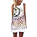 Produktbild Binggong Kleid Damen, Frauen Lose Bequem Sommer Vintage Ärmelloses 3D Blumendruck Bohe Tank Short Mini Dress Hochwertiges Populäre Partykleid (L, Lila 2)
