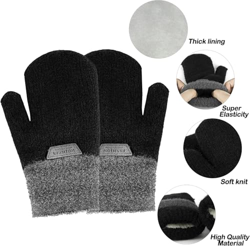 Kids Winter-Warm-Knit-Mittens for Boys-Girls - Double Layer Thick Warm Outdoor Gloves for 5-10Years Kids3