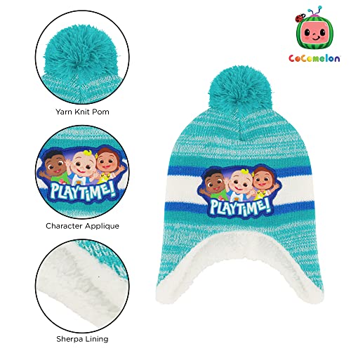 CoComelon Toddler Winter Hat and Mitten, Kids Beanie with Sherpa Lining Set, JJ, TomTom & Yoyo, for Ages 2-43