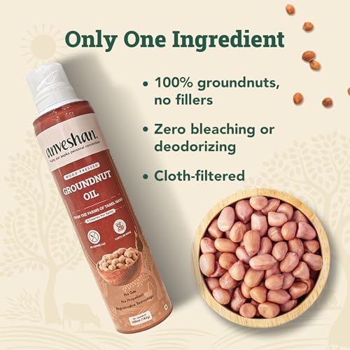 Image of Anveshan Groundnut Oil Spray - 200ml | 100% Pure & Cold-Pressed | Cook Healthy with 10X Less Oil | Naturally Rich in Antioxidants | Supports Heart Health | Ideal for Grilling, Sauteing & Low-Calorie Cooking