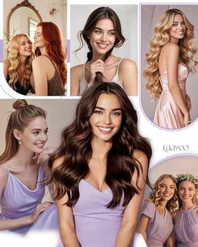 Image of LaaVoo Clip In Hair Extensions, Double Weft, 18 Inch | Bright Bleach Blonde Finish, 120g 7pcs, Hair Extension Clips, Silky, Seamless