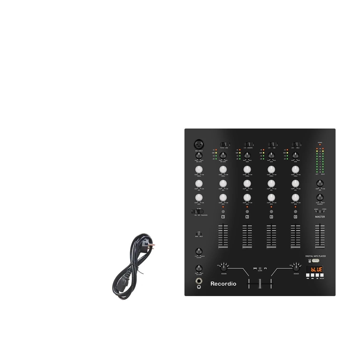 DJ-Controller, Professioneller 4-Kanal-Stereomixer mit Soundkarte, Heim-KTV-Bühnen-DJ-Mischkonsole