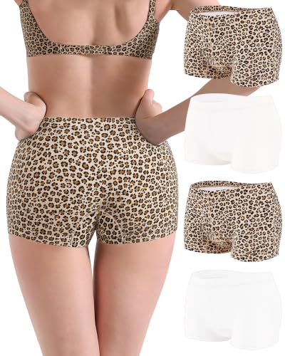 Image of Women's Boyshorts Underwear Cotton, Full Coverage Panties, Womens Boyshort Boxer Briefs Breathable for Women 4 Pack