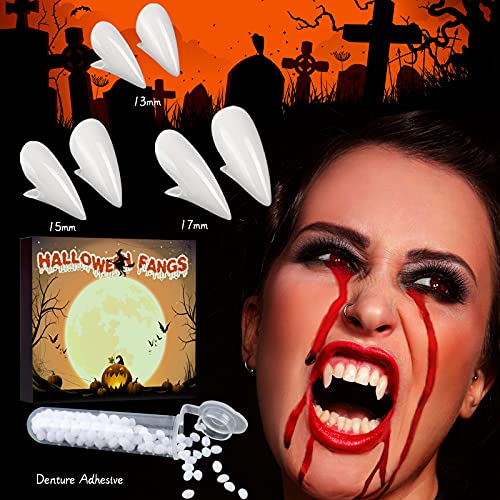 Vampire Teeth Fangs for Halloween Cosplay Costume Makeup, Realistic Reusable Vampire Fang Werewolf Teeth for Kids Adult, Fangs Fake Teeth for Halloween Party Decoration Accessories White Horror Props