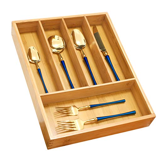 Silverware Utensil Cutlery Drawer Organizer 5 Compartments Organizer Good for Kitchen Knives Forks Spoons | Office Supplies|Cosmetics |Utility Accessories Dividers