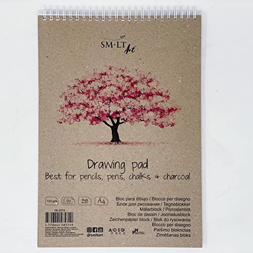 SM.LT PB-60TS Authentic line - Cuaderno para bocetos (A4, papel de 120 g, 60 páginas), color blanco Cover
