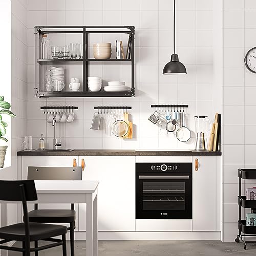 Wallniture Gourmet Kitchen Rail with 10 Hooks, Wall Mounted Wrought Iron Hanging Utensil Holder Rack with Black 17 Inch Wallniture Gourmet Kitchen Rail with 10 Hooks, Wall Mounted Wrought Iron Hanging Utensil Holder Rack with Black 17 Inch