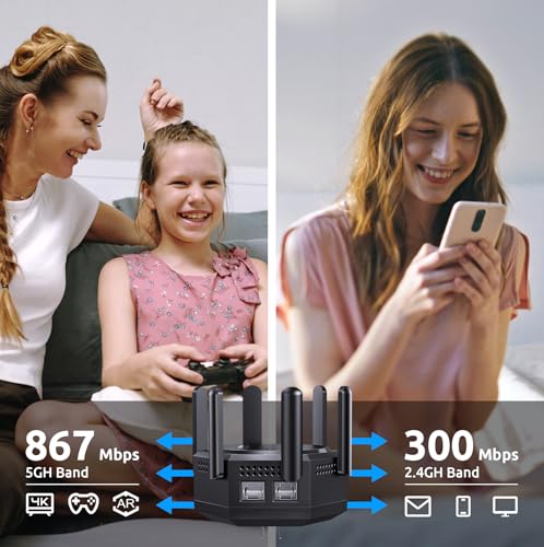 Image of 12880 Sq.Ft WiFi Extender Signal Booster, 1200Mbps Dual Band 5GHz /2.4GHz WiFi Repeater Support 60 Device,WiFi Repeater for Apartment Basement Office House (Gloss Black)