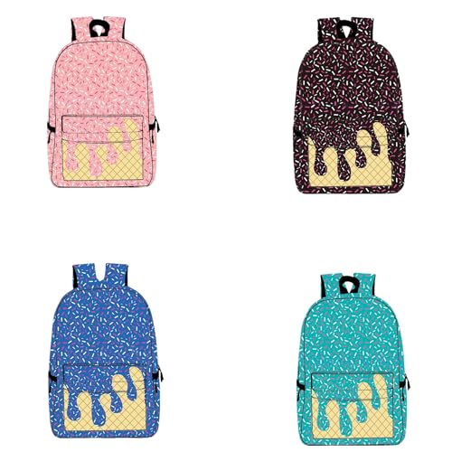 Ice Cream Backpack for Boys, Baseball Drip Backpack, Shoulder Bag, with Side Pockets, Kawaii Large Capacity (Pink)4