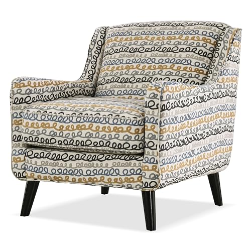 Sillón con tapizado estampado multicolor y base madera miniatura 2