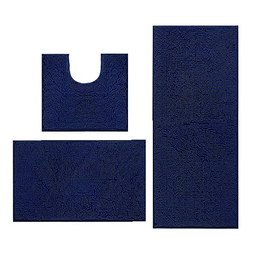 Badezimmer-Set, Badezimmer-Vorleger-Sets 3-teilige Antirutsch-Chenille-Badteppich und...