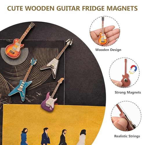 4 Imánes de Guitarra de Madera Miniatura para Refrigerador miniatura 2