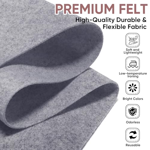 Image of Soft Felt Fabric Sheet 18 inch x 36 inch, 1.6mm Acrylic Craft Felt, Heather Gray | Soft Thick Felt by The Yard, Large Precut Sheet, Nonwoven Fabric for Sewing DIY Crafts, Classroom & Home Decor