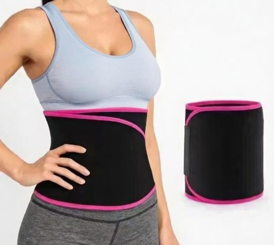 Araxco fit Fashion Slimming Belt, Waist Trimmer Belt for Women & Men, Slimming Belt for Jogging, Walking, Workout, Stomach & Back Support, Belt Support to Weight Loss Pink and Black