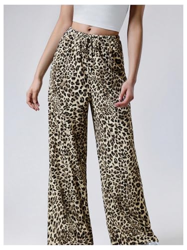 GORGLITTER Girl's Cheetah Leopard Pants Wide Leg Baggy Y2k Sweatpants Streetwear4