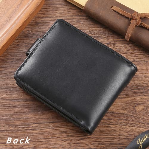 Men wallet black PU leather horizontal credit card holder large capacity multiple card positions zipper coin bag retro for men4