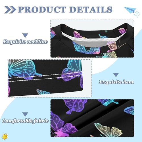 Rainbow Butterflies Black Girls Bathing Suit Sun Protection Beach Tops Swimwear Beach Tops 3T3